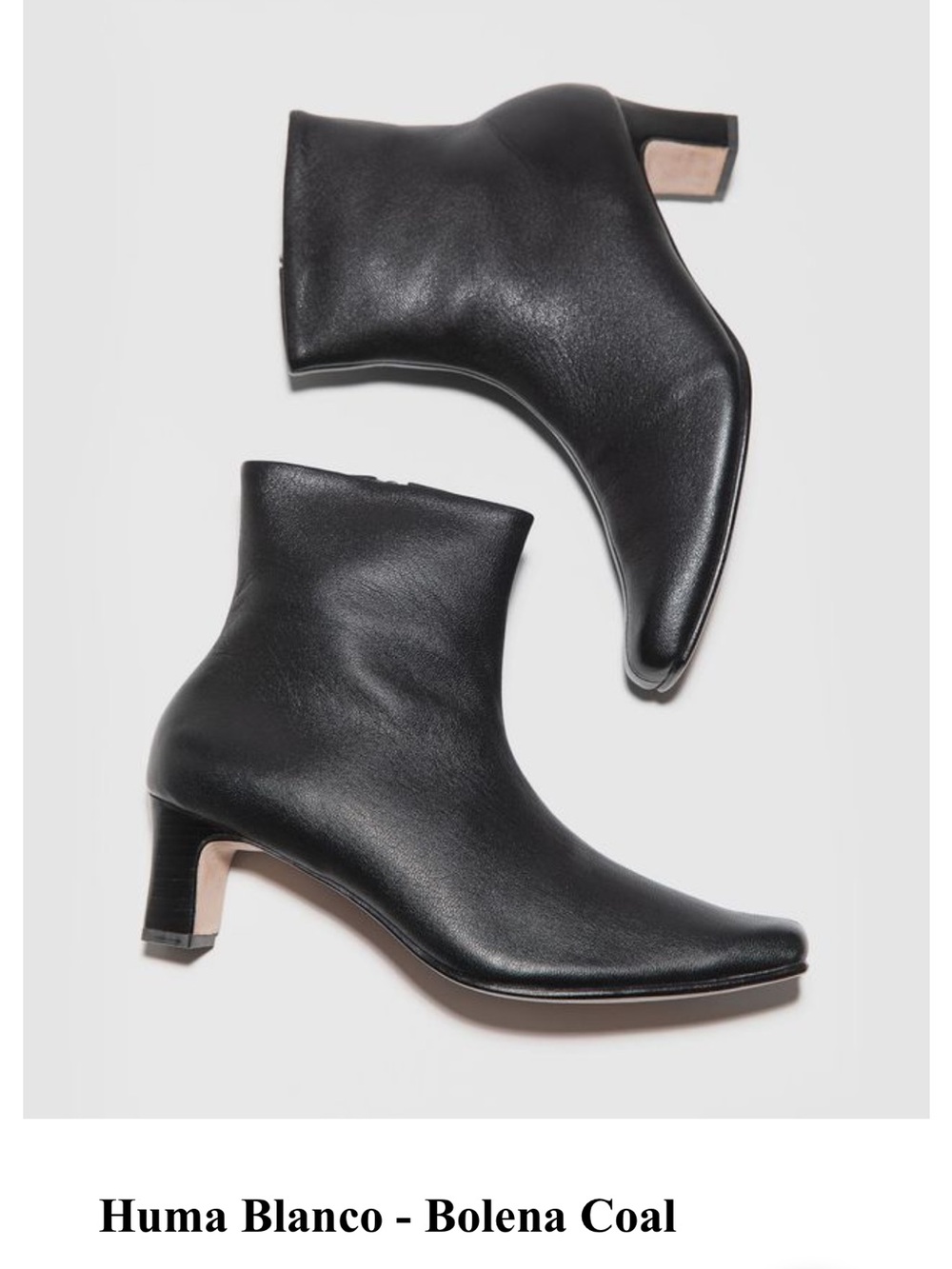 Huma Blanco Bolena Coal Black Leather Boots Size 38